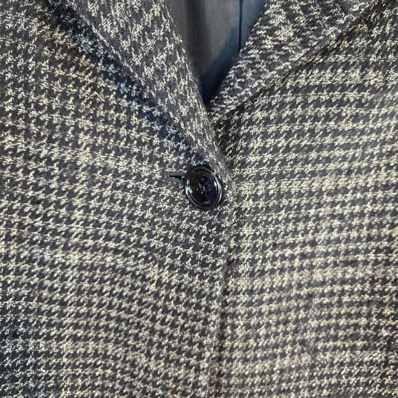 Anne Klein Women's Blazer 12 Gray Cream Checked Misses Size Large L Coat Jacket - Picture 4 of 7